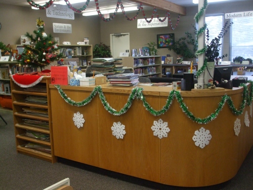 The Circulation Desk with Christmas Tree
